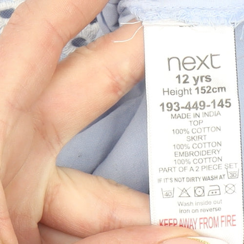 Next Girls Blue Cotton Embroidered A-Line Dress 12 Years