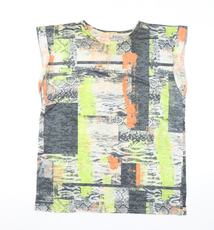 River Island Womens Multicoloured Abstract Sleeveless T-Shirt UK 12