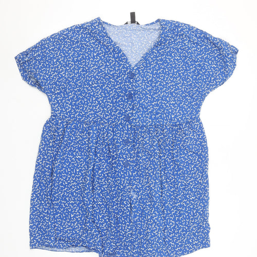 New Look Women's Blue Geometric Short A-Line Dress Size 8