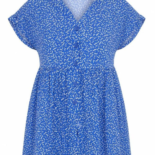 New Look Women's Blue Geometric Short A-Line Dress Size 8