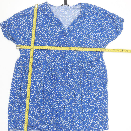 New Look Women's Blue Geometric Short A-Line Dress Size 8