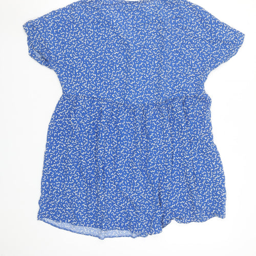 New Look Women's Blue Geometric Short A-Line Dress Size 8