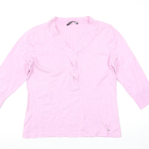 Betty Barclay Women’s Pink V-Neck 3/4 Sleeve Pullover Jumper Size 14
