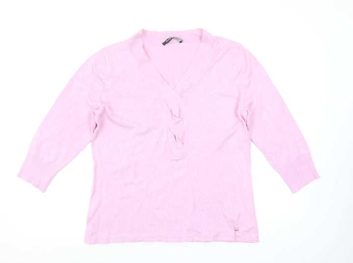 Betty Barclay Women’s Pink V-Neck 3/4 Sleeve Pullover Jumper Size 14