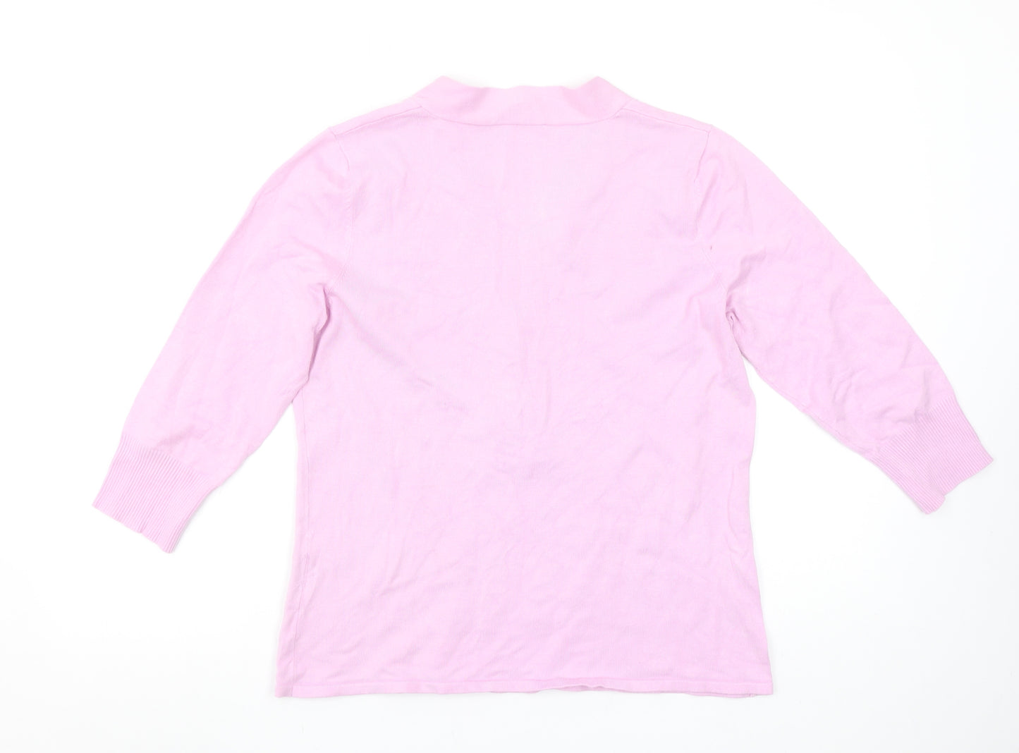 Betty Barclay Women’s Pink V-Neck 3/4 Sleeve Pullover Jumper Size 14