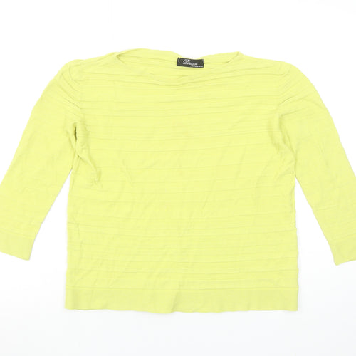 Peruzzi Women Yellow Viscose Knit 3/4 Sleeve Pullover Jumper Size 12