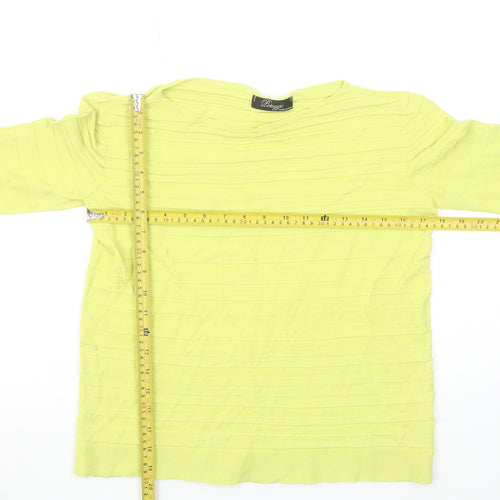 Peruzzi Women Yellow Viscose Knit 3/4 Sleeve Pullover Jumper Size 12