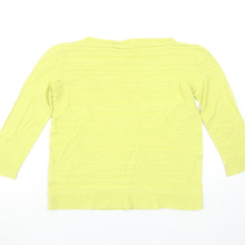 Peruzzi Women Yellow Viscose Knit 3/4 Sleeve Pullover Jumper Size 12