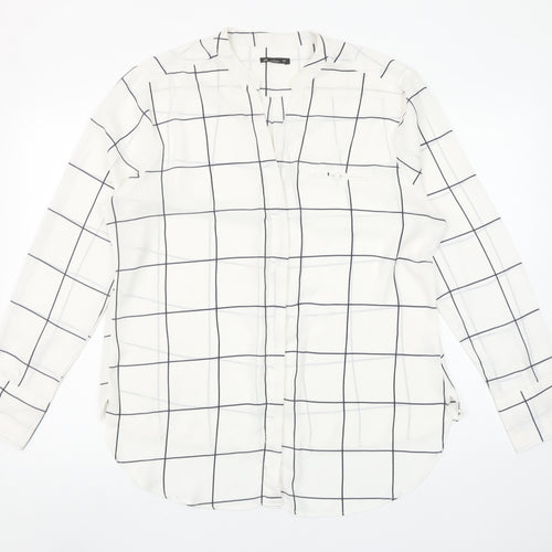 alk urban Womens White Check Long Sleeve Button-Up Shirt Size 18