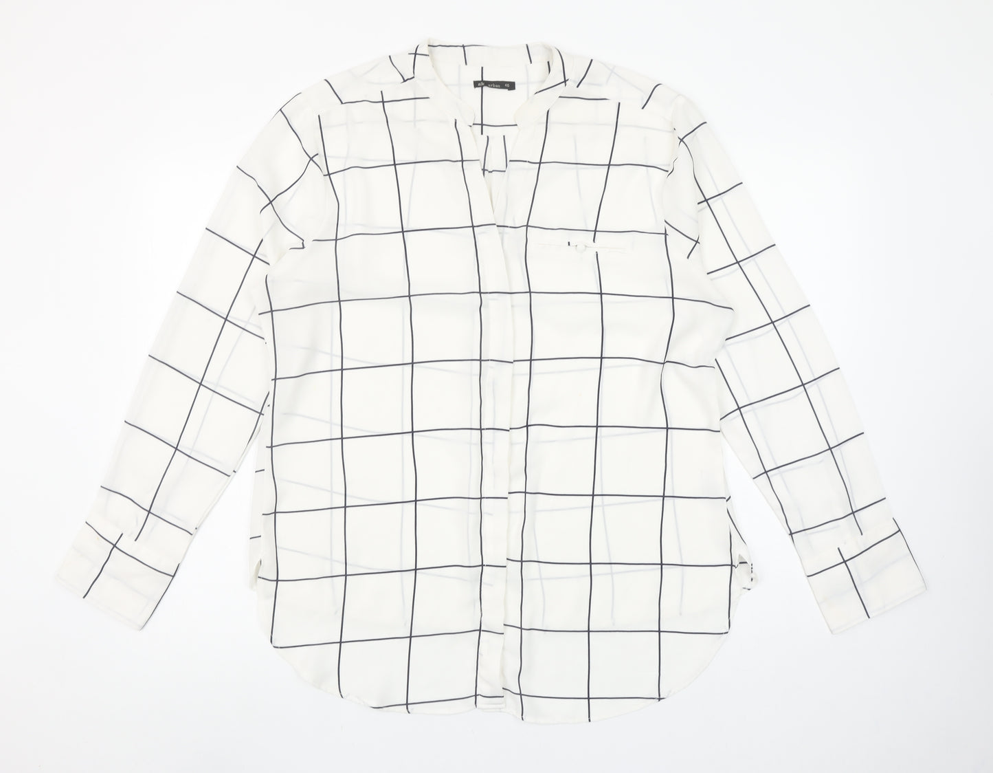 alk urban Womens White Check Long Sleeve Button-Up Shirt Size 18