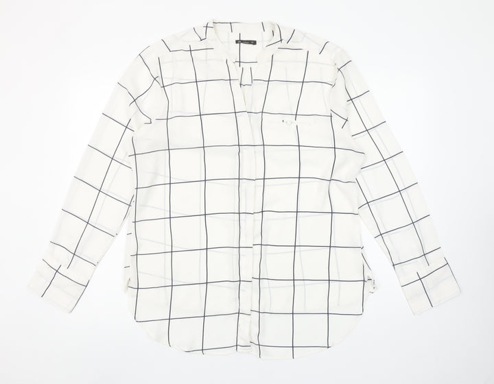 alk urban Womens White Check Long Sleeve Button-Up Shirt Size 18