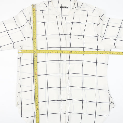 alk urban Womens White Check Long Sleeve Button-Up Shirt Size 18