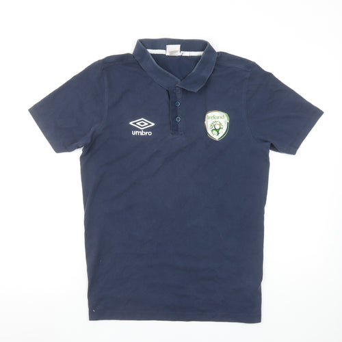 Umbro Men's Blue Ireland Football Polo Shirt Size M