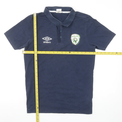Umbro Men's Blue Ireland Football Polo Shirt Size M