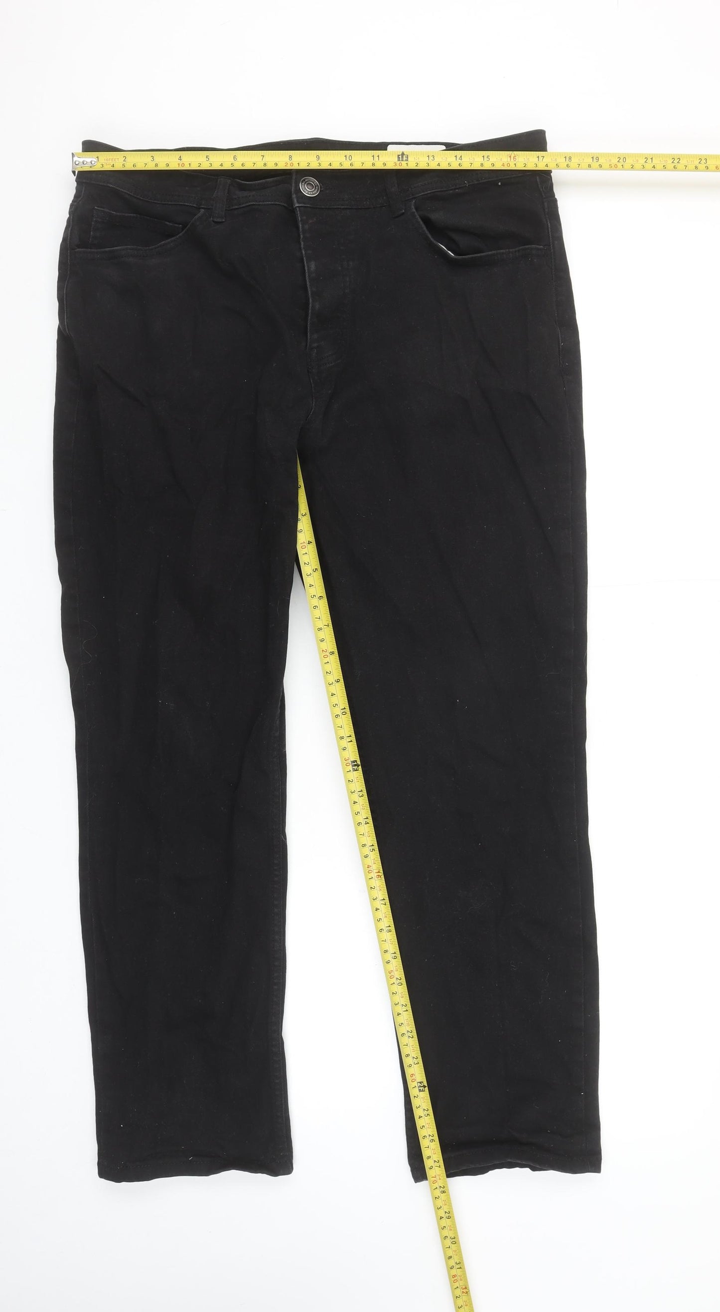 Denim Co. Mens Black Straight Stretch Jeans W38 L30