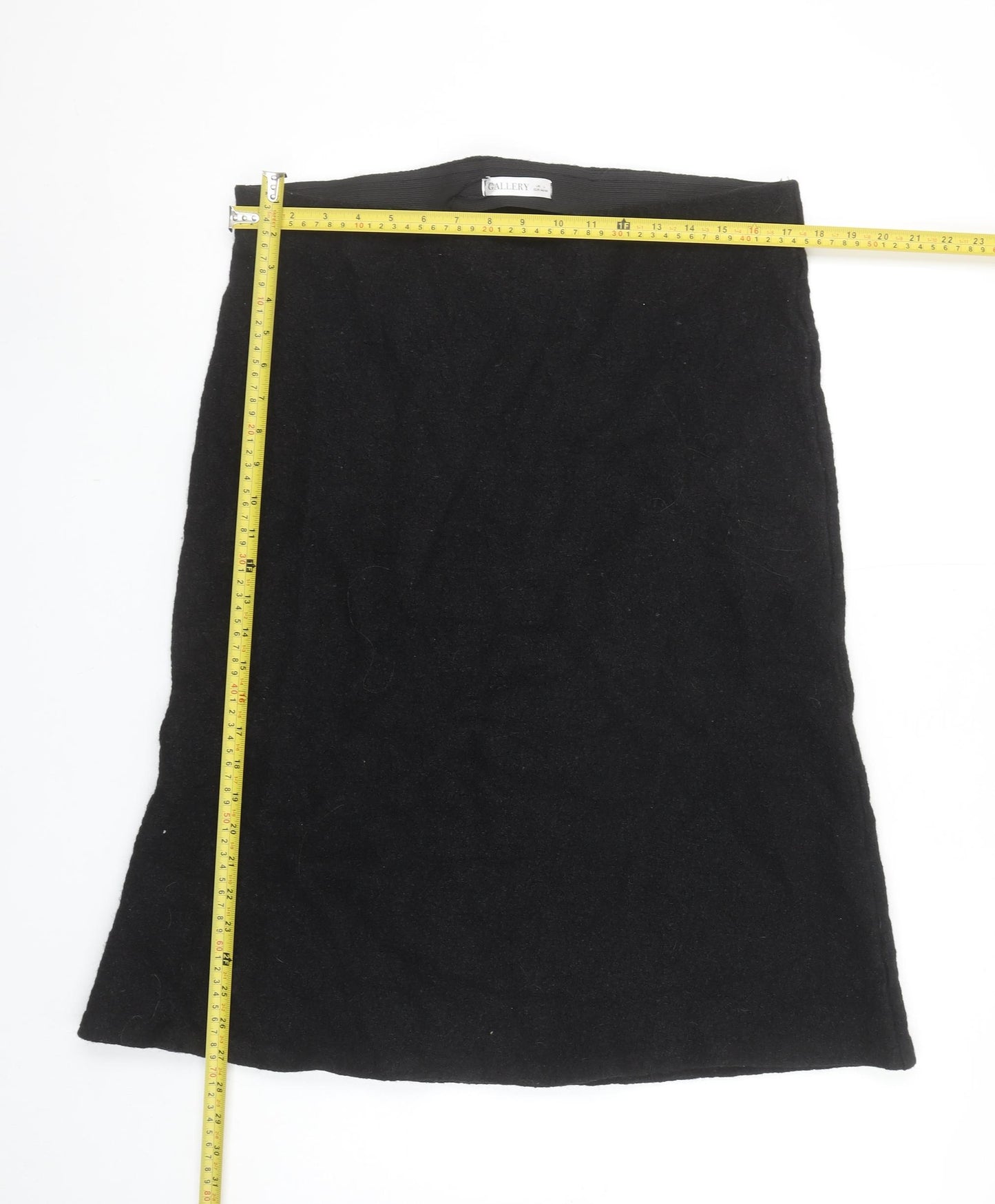 Gallery Women's Black Wool Knee Length Pencil Skirt L