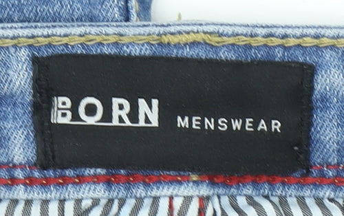 BORN Mens Blue Straight Fit Denim Jeans 34x32 Stretch