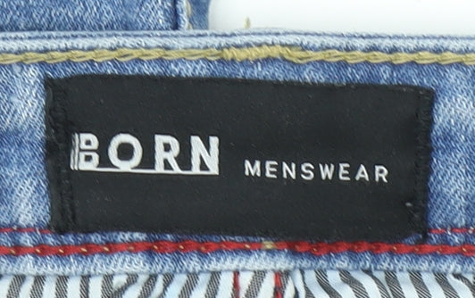 BORN Mens Blue Straight Fit Denim Jeans 34x32 Stretch