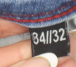 BORN Mens Blue Straight Fit Denim Jeans 34x32 Stretch