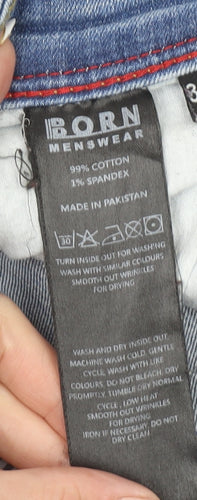 BORN Mens Blue Straight Fit Denim Jeans 34x32 Stretch