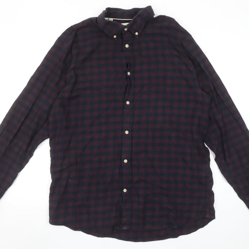 Selected Homme Men's Blue Check Slim Fit Cotton Flannel Shirt XL