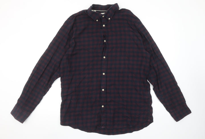 Selected Homme Men's Blue Check Slim Fit Cotton Flannel Shirt XL