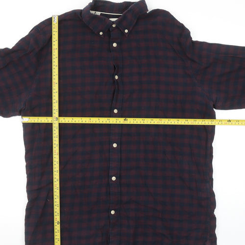 Selected Homme Men's Blue Check Slim Fit Cotton Flannel Shirt XL