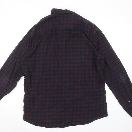 Selected Homme Men's Blue Check Slim Fit Cotton Flannel Shirt XL