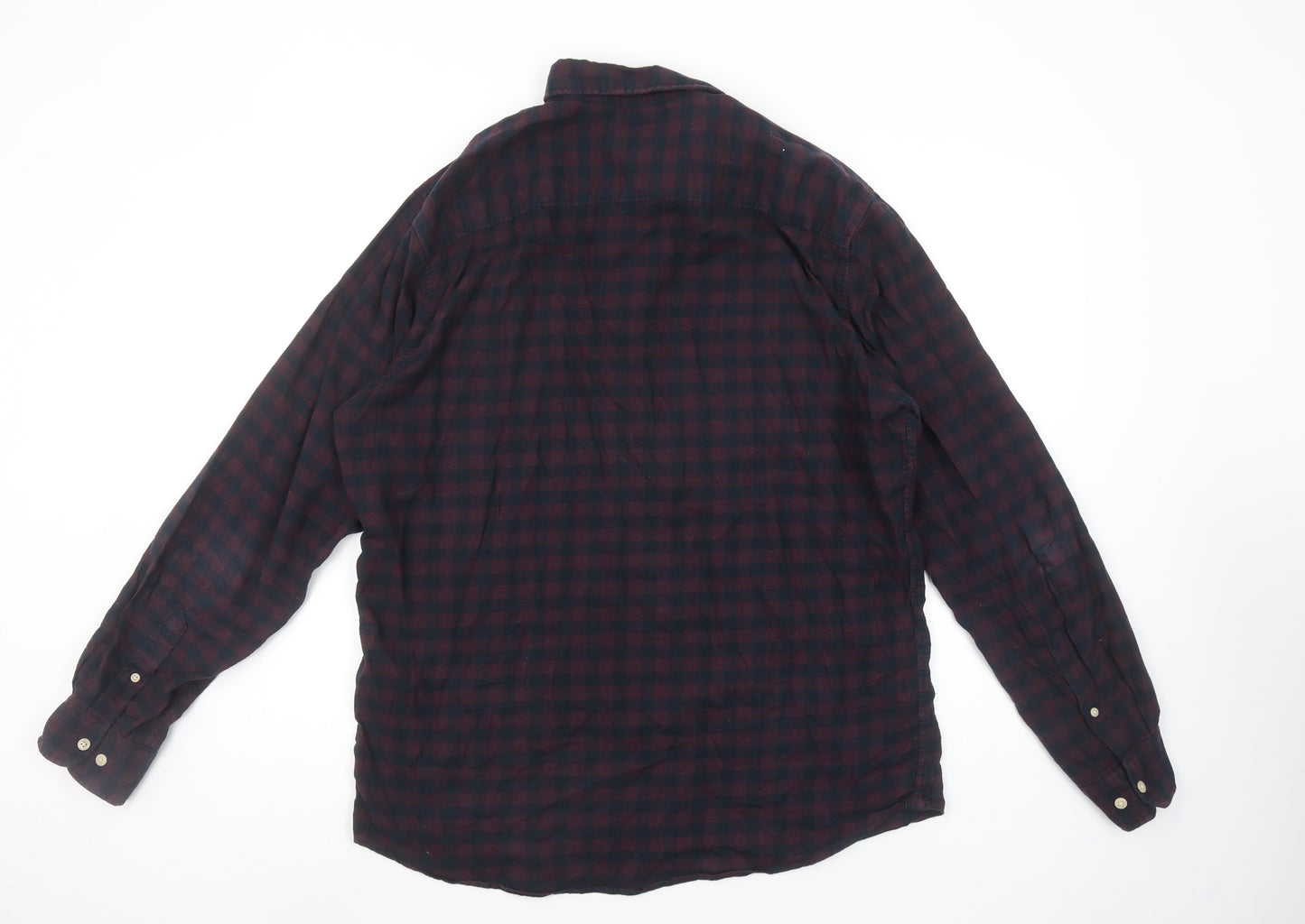 Selected Homme Men's Blue Check Slim Fit Cotton Flannel Shirt XL