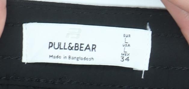 Pull & Bear Men's Black Jogger Trousers Size L 34in Waist Cotton