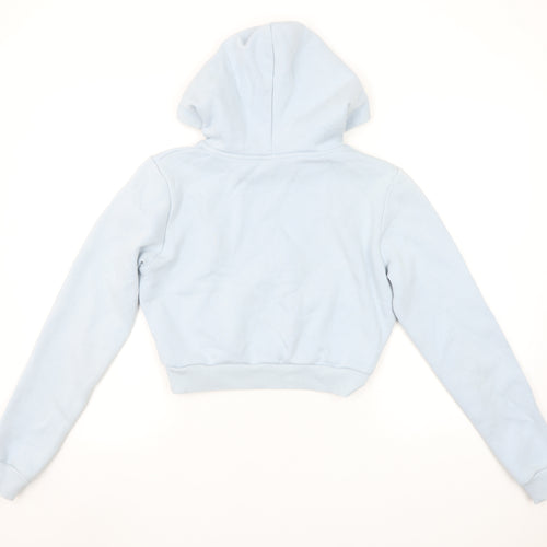 11 Degrees Womens Blue Cropped Pullover Hoodie UK 6 Cotton Blend