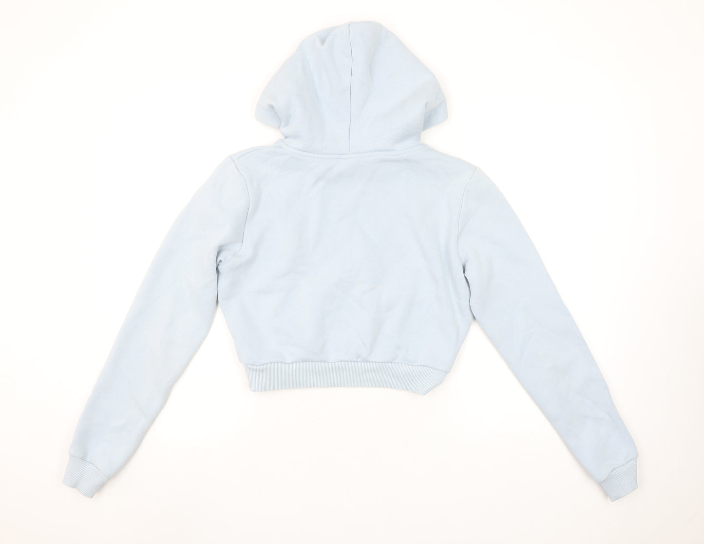 11 Degrees Womens Blue Cropped Pullover Hoodie UK 6 Cotton Blend