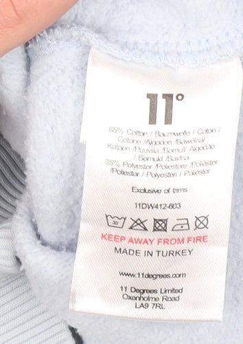 11 Degrees Womens Blue Cropped Pullover Hoodie UK 6 Cotton Blend