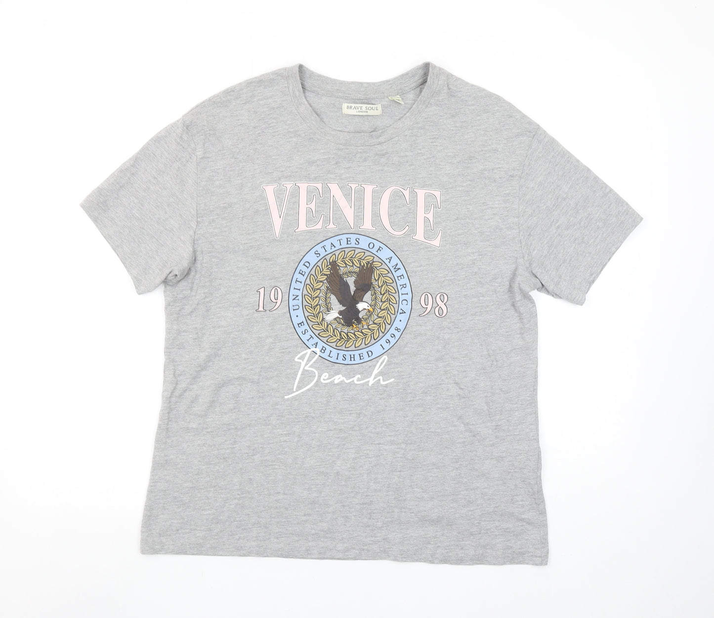 Brave Soul Womens Grey Venice Beach Graphic T-Shirt Size M