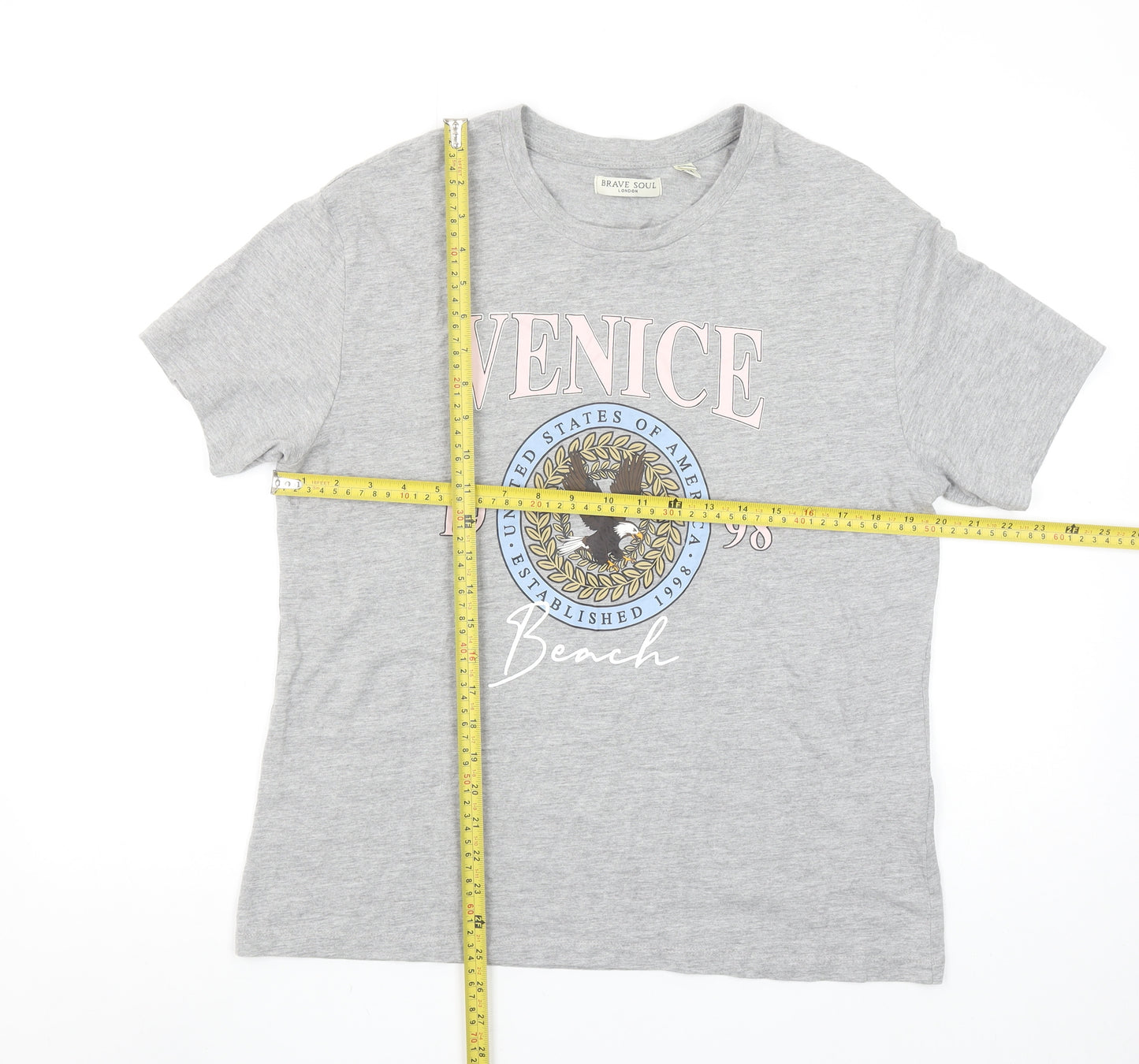 Brave Soul Womens Grey Venice Beach Graphic T-Shirt Size M