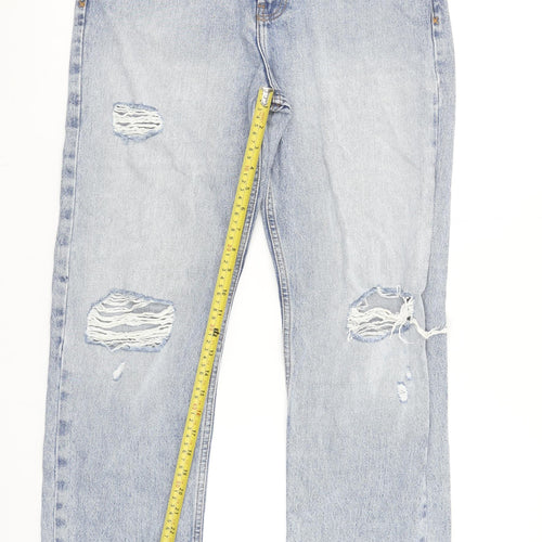 COLLUSION Women's Blue Distressed Mom Jeans Size W30 Relaxed Fit