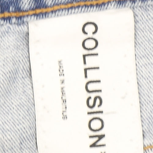 COLLUSION Women's Blue Distressed Mom Jeans Size W30 Relaxed Fit