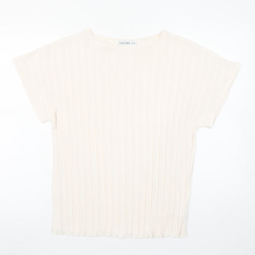 Gallery Women’s Ivory XS Basic Pleated Short Sleeve Blouse