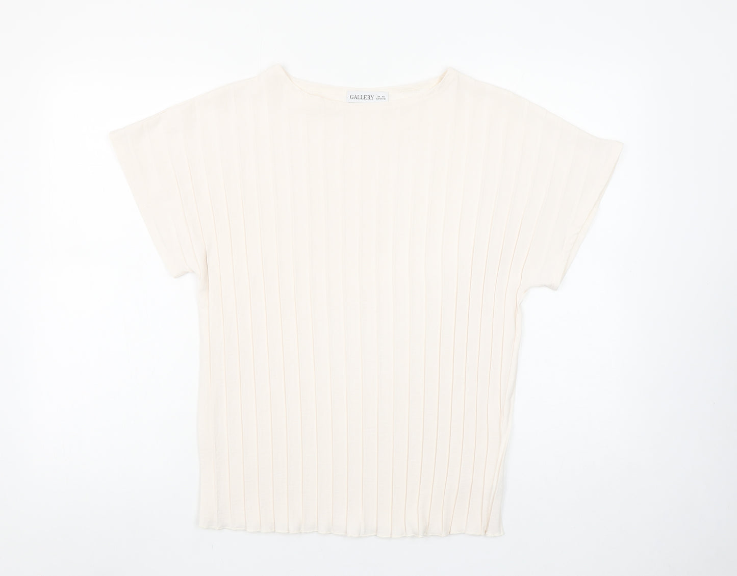 Gallery Women’s Ivory XS Basic Pleated Short Sleeve Blouse