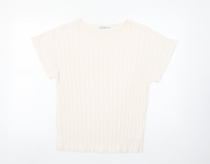 Gallery Women’s Ivory XS Basic Pleated Short Sleeve Blouse