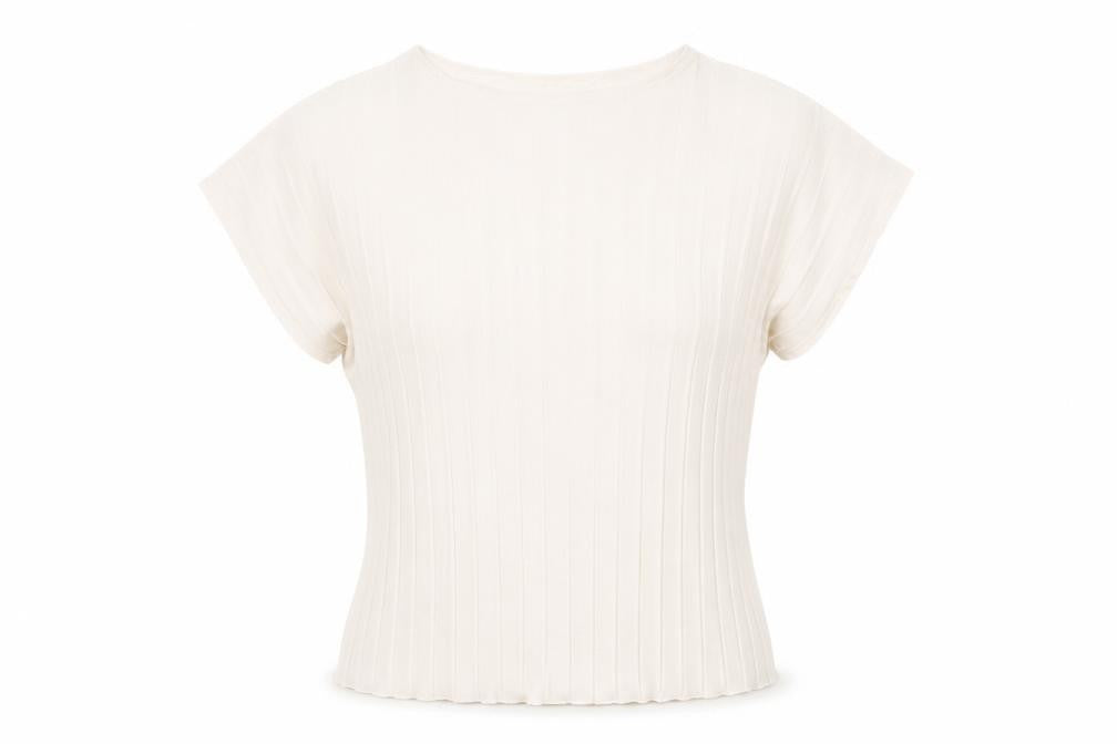 Front view of Gallery Women’s Ivory XS Basic Pleated Short Sleeve Blouse