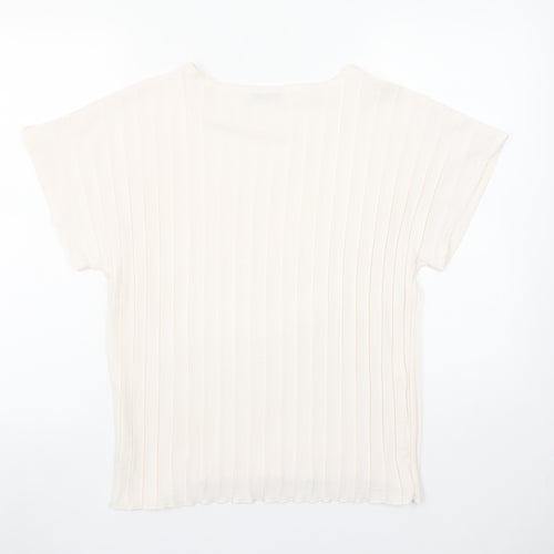 Gallery Women’s Ivory XS Basic Pleated Short Sleeve Blouse