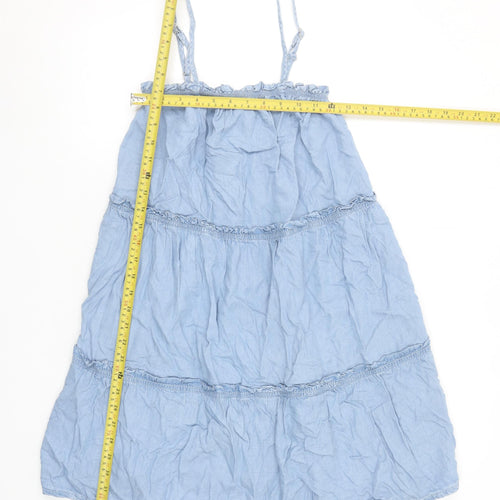 Primark Women Blue Lyocell Midi Slip Dress Size 12 Summer Casual