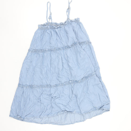 Primark Women Blue Lyocell Midi Slip Dress Size 12 Summer Casual