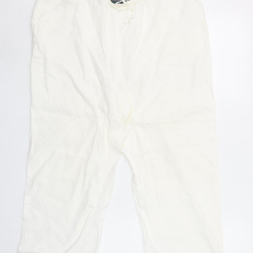 Boden Women's Ivory Linen Cropped Trousers Size 12R