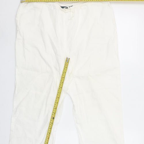 Boden Women's Ivory Linen Cropped Trousers Size 12R