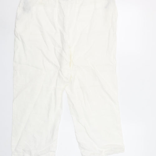 Boden Women's Ivory Linen Cropped Trousers Size 12R