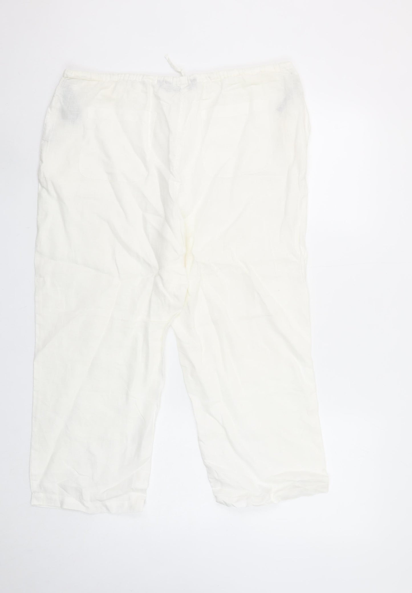 Boden Women's Ivory Linen Cropped Trousers Size 12R