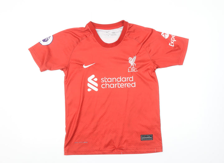 Nike Boys Red Liverpool FC M.Salah #11 Football Jersey T-Shirt 12-13 Years