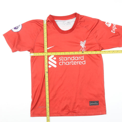 Nike Boys Red Liverpool FC M.Salah #11 Football Jersey T-Shirt 12-13 Years